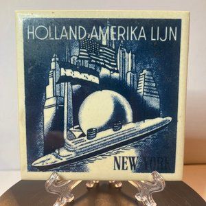 Vintage Holland America Line Blue Delft Tile Coasters Holland - America NYC